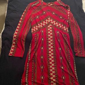 Free people red print mod mini dress